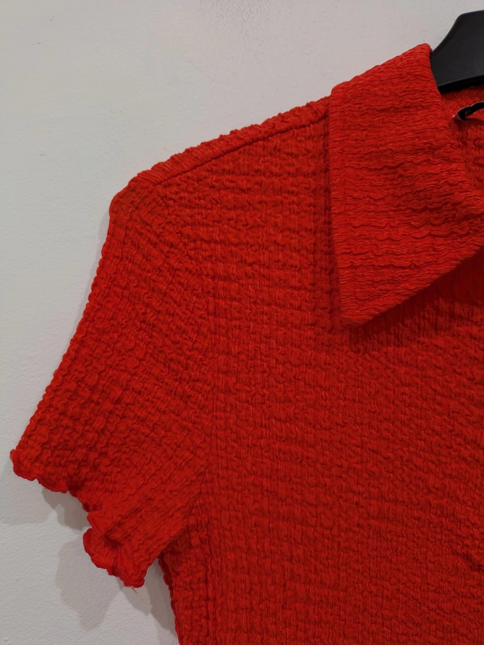 Red textured knit mini dress with polo neck and zipper - Y2K style size M by Mango – photo 6